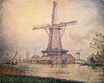 (image for) Handmade oil painting Copy paintings of famous artists Paul Signac paintings, Dutch Mill at Edam - Click Image to Close